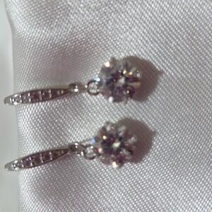 Certified 2ct. t.w. Moissanite Diamond Drop Earrings NEW